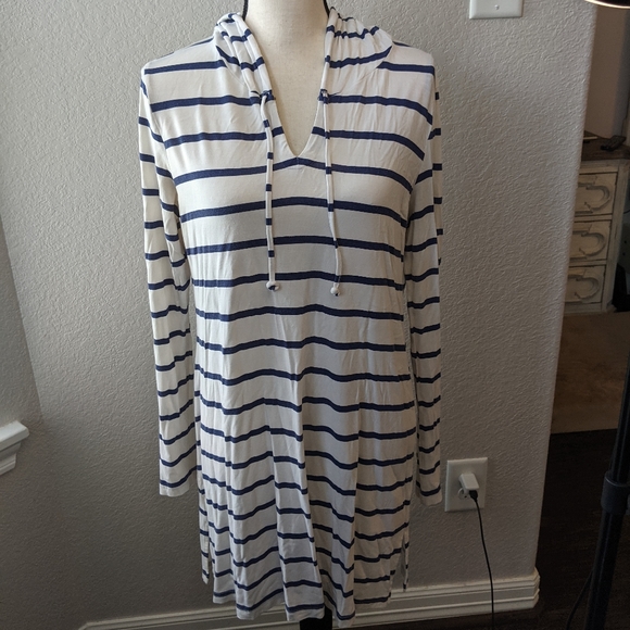 Mott50 Striped Hooded Dress/Swimsuit Cover SzM - Picture 3 of 9